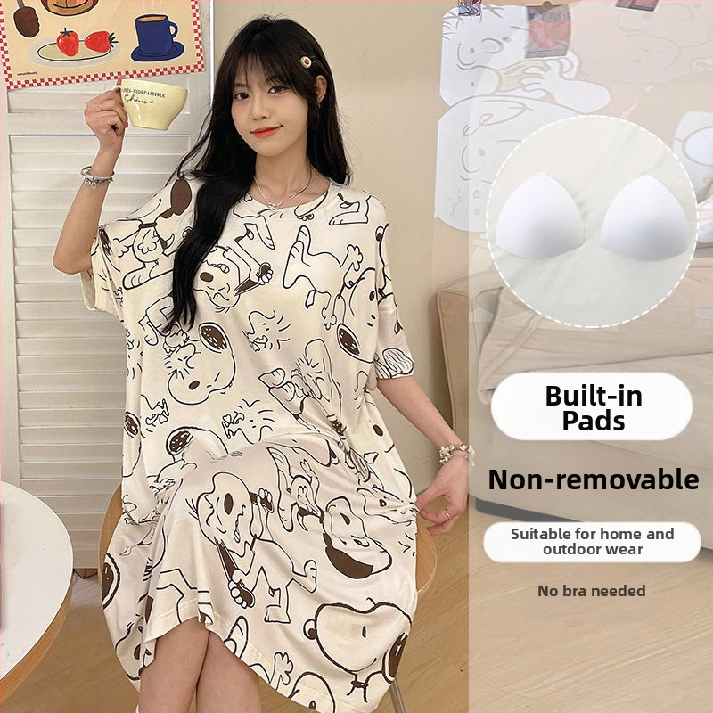 Naiste suvine modaalne jääsiidist seljata lühikeste varrukatega öösärk rinnapatjadega, seksikas ja kantav lahtine koduriietus