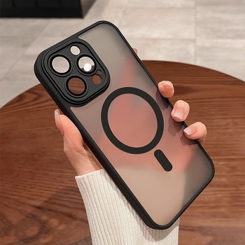 Sobib iPhone 17 telefoniümbrisele, Apple 14 Pro Max magnetilisele läbipaistvale mattklaasist 15 täiskattega objektiivikilega kaitseümbrisele