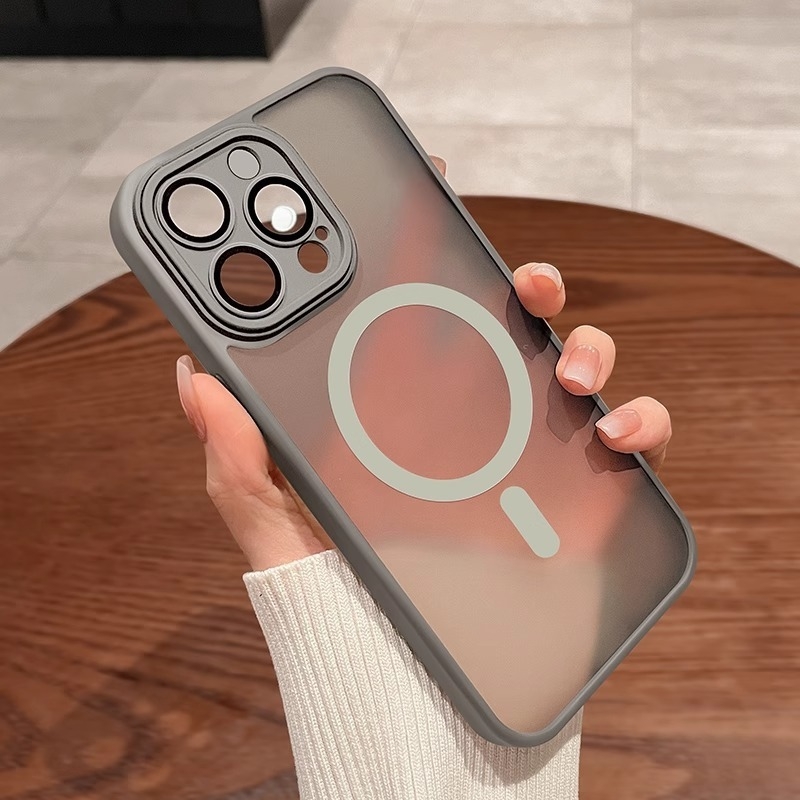 Sobib iPhone 17 telefoniümbrisele, Apple 14 Pro Max magnetilisele läbipaistvale mattklaasist 15 täiskattega objektiivikilega kaitseümbrisele