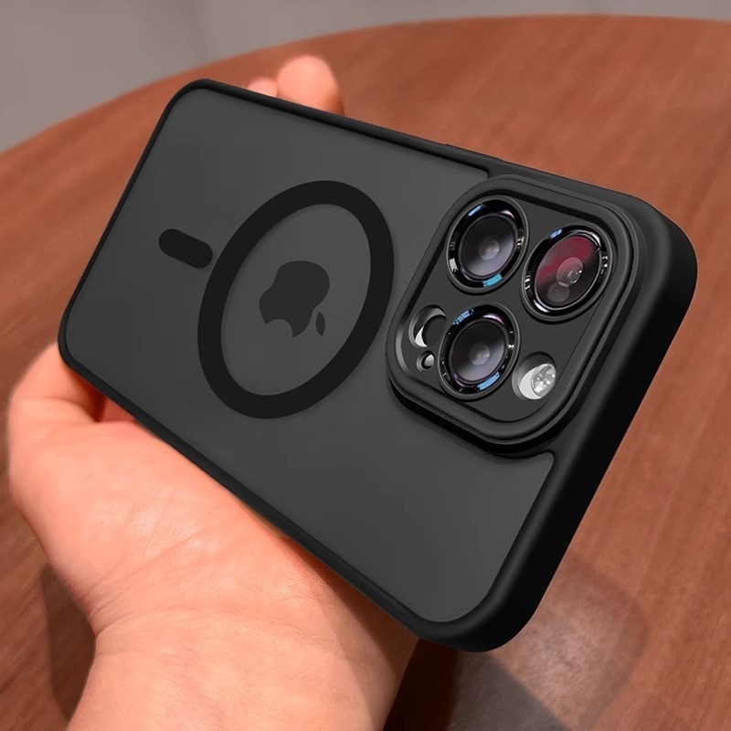 Sobib iPhone 17 telefoniümbrisele, Apple 14 Pro Max magnetilisele läbipaistvale mattklaasist 15 täiskattega objektiivikilega kaitseümbrisele