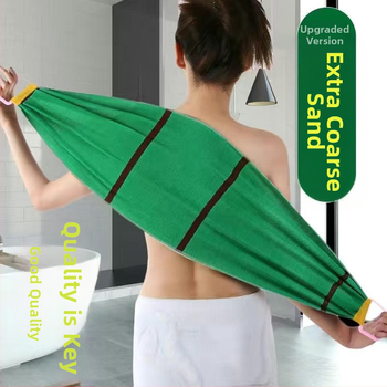 Võimas jämeda liivaga seljapuhastusrätik, pika ribaga seljapuhastusrätik, kahepoolne vannirätik, seljapuhastusrätik, mustuse eemaldamiseks pole vaja abi küsida, seljapuhastusrätik