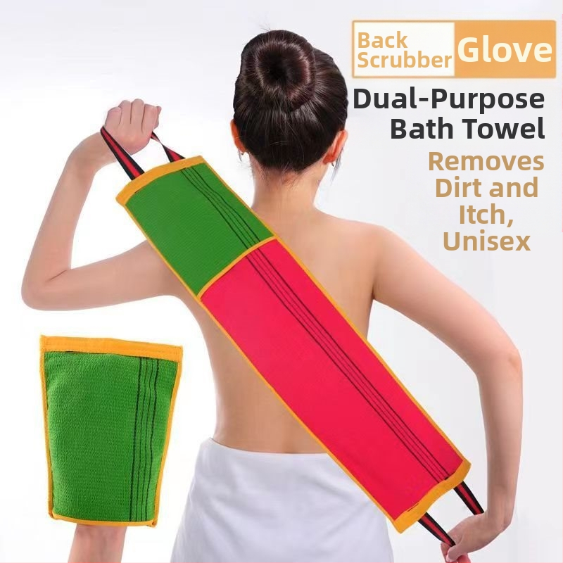 Võimas jämeda liivaga seljapuhastusrätik, pika ribaga seljapuhastusrätik, kahepoolne vannirätik, seljapuhastusrätik, mustuse eemaldamiseks pole vaja abi küsida, seljapuhastusrätik