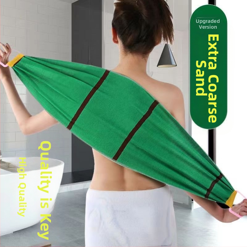 Võimas jämeda liivaga seljapuhastusrätik, pika ribaga seljapuhastusrätik, kahepoolne vannirätik, seljapuhastusrätik, mustuse eemaldamiseks pole vaja abi küsida, seljapuhastusrätik