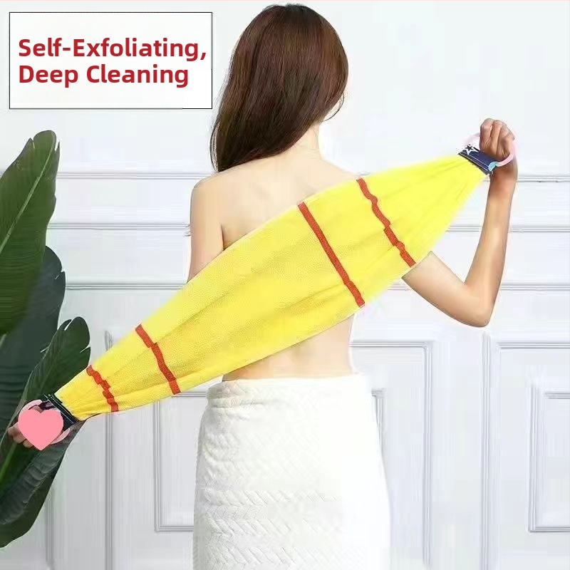 Võimas jämeda liivaga seljapuhastusrätik, pika ribaga seljapuhastusrätik, kahepoolne vannirätik, seljapuhastusrätik, mustuse eemaldamiseks pole vaja abi küsida, seljapuhastusrätik