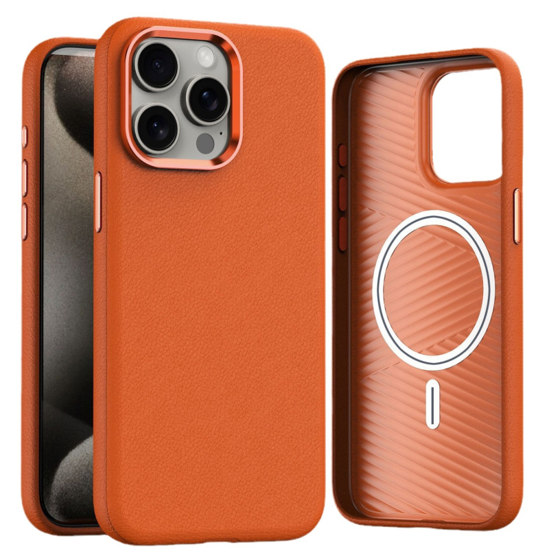 Ehtne nahkümbris iPhone 15PROMAX telefonile Apple 14Plus riistvaraline objektiiviraam magnetilise kaitsega