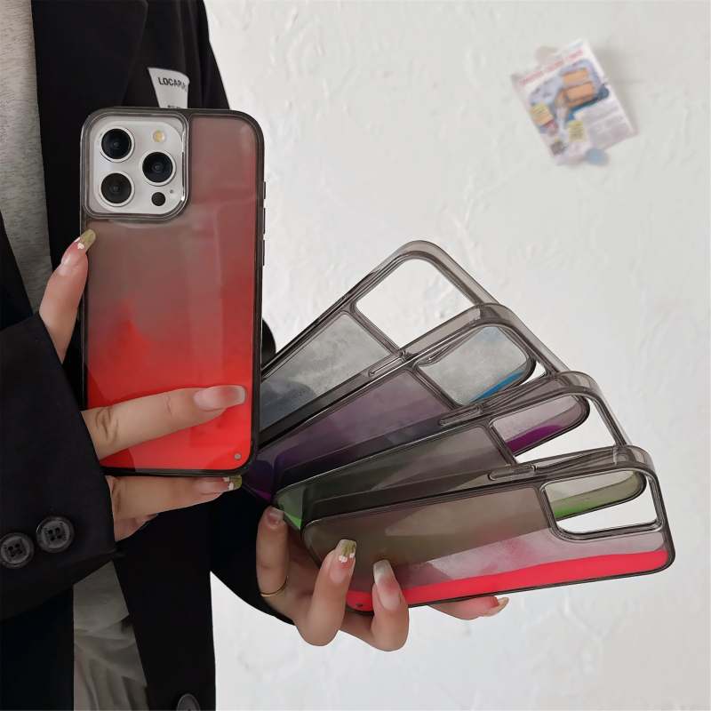 Gaismas plūstošās smiltis iPhone16Pro telefona maciņam Apple 15 mīkstām malām ar cietu muguru, ārzemju tirdzniecības karsts pārdošanas aizsargmaciņš