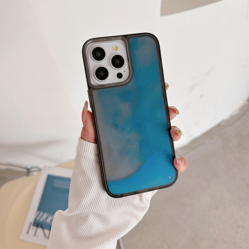 Светещ плаващ пясък за iPhone16Pro калъф за телефон Apple 15 с мек ръб, твърд гръб, външна търговия, горещо продаван защитен калъф