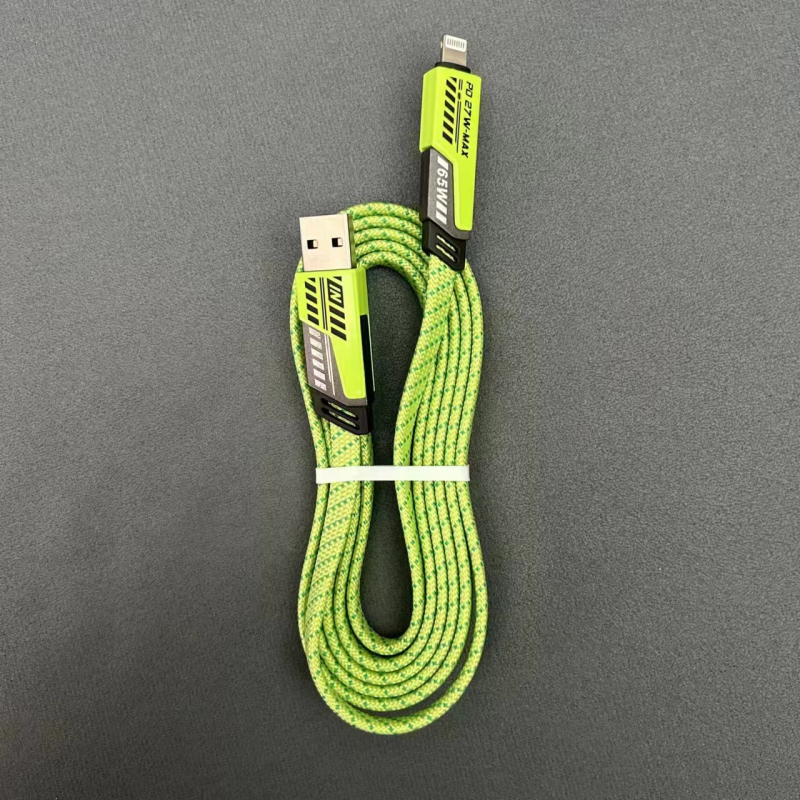 [Aukštos kokybės „True PD27W“] Keturių viename itin greito įkrovimo pintas kabelis, dviejų dalių duomenų kabelis, tinkantis „Apple 15“