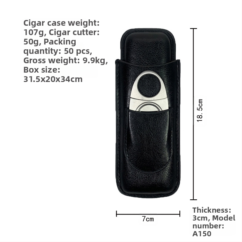 Laos olev sigarikomplekt, kokkupandud sigarikäärid, isikupärastatud sigariniisutaja, sigarinahast ümbris, hoiustuskate