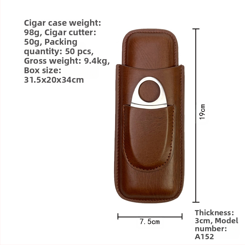 Laos olev sigarikomplekt, kokkupandud sigarikäärid, isikupärastatud sigariniisutaja, sigarinahast ümbris, hoiustuskate