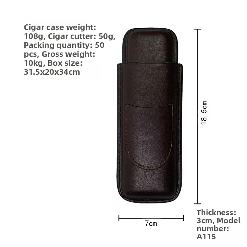 Laos olev sigarikomplekt, kokkupandud sigarikäärid, isikupärastatud sigariniisutaja, sigarinahast ümbris, hoiustuskate