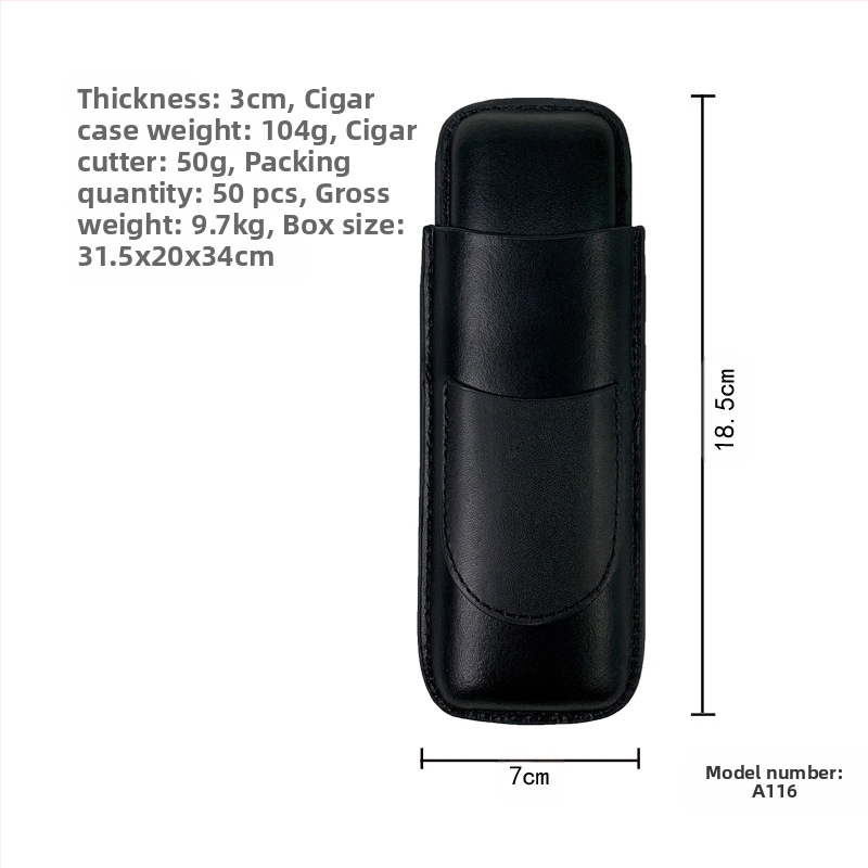 Laos olev sigarikomplekt, kokkupandud sigarikäärid, isikupärastatud sigariniisutaja, sigarinahast ümbris, hoiustuskate
