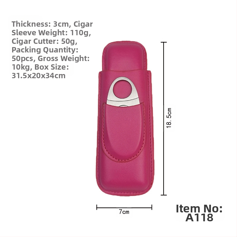 Laos olev sigarikomplekt, kokkupandud sigarikäärid, isikupärastatud sigariniisutaja, sigarinahast ümbris, hoiustuskate