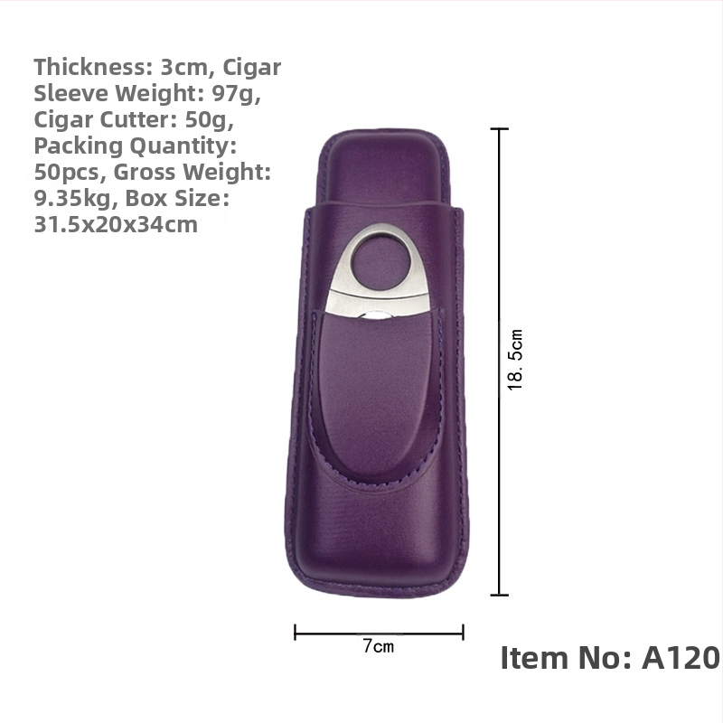 Laos olev sigarikomplekt, kokkupandud sigarikäärid, isikupärastatud sigariniisutaja, sigarinahast ümbris, hoiustuskate