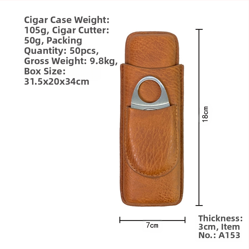 Laos olev sigarikomplekt, kokkupandud sigarikäärid, isikupärastatud sigariniisutaja, sigarinahast ümbris, hoiustuskate