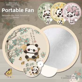 Uus kaasaskantav antiikstiilis reisiloominguline ümmargune ventilaator, õues kasutatav väike igapäevaseks kasutamiseks mõeldud kokkupandav valgustahvel