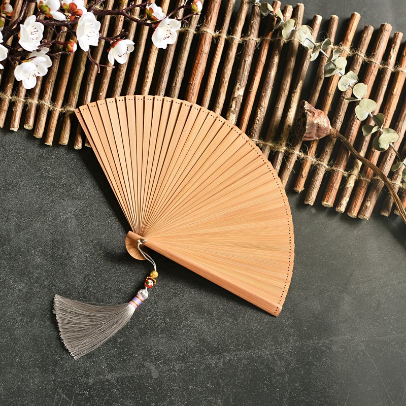 Japāņu stila ķīniešu pilnībā bambusa saliekamais ventilators, dobs, senlaicīga stila, unisex saliekamais ventilators, roku darbs, mazs, 5 collu deju ventilators, melns