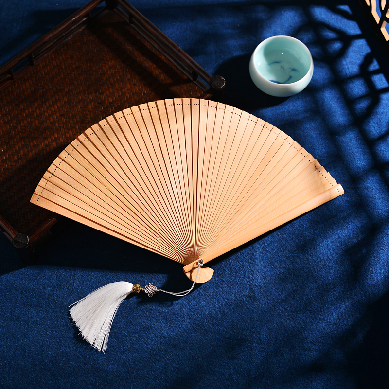 Jaapani stiilis Hiina täisbambusest kokkupandav õõnes lehvik, antiikstiilis, unisex kokkupandav lehvik, käsitöö, väike 5-tolline tantsulevik, must