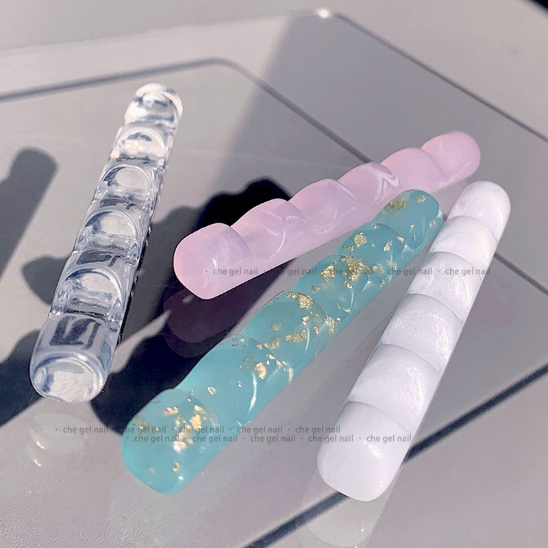 Jaapani stiilis lihtne küünekunsti pliiatsihoidja, fototeraapia pliiats, värvitud pliiats, lauaarvuti hoiuriiul, mitme võrega kristallvaigust 5-võrega riiul