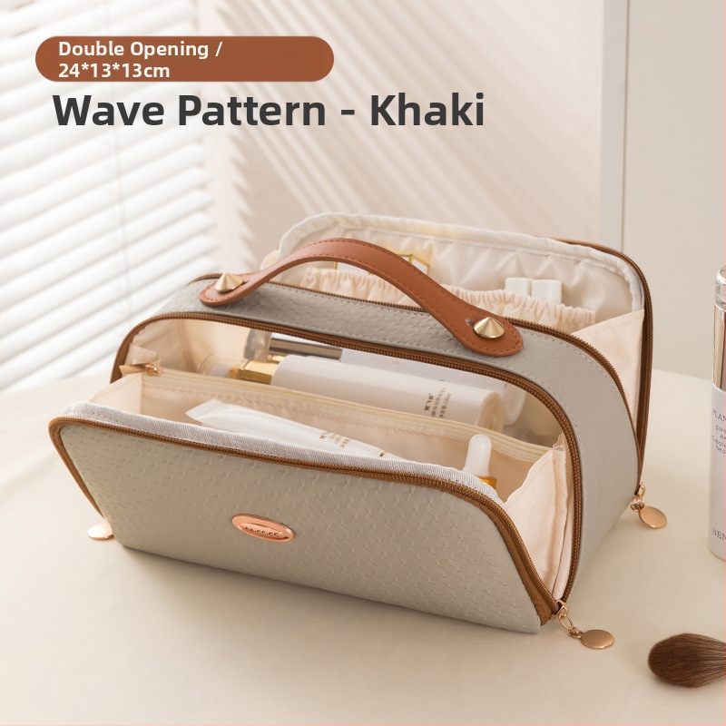 Piiriülene kosmeetikakott, tipptasemel reisikott, suure mahutavusega naiste kosmeetikakott, kahekordse avausega suur hoiukott