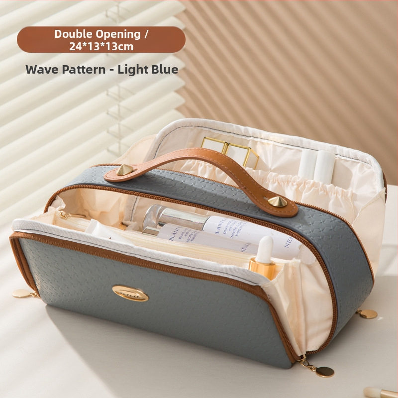 Piiriülene kosmeetikakott, tipptasemel reisikott, suure mahutavusega naiste kosmeetikakott, kahekordse avausega suur hoiukott