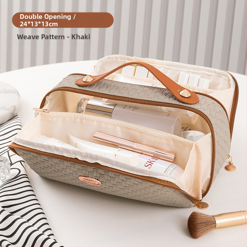 Piiriülene kosmeetikakott, tipptasemel reisikott, suure mahutavusega naiste kosmeetikakott, kahekordse avausega suur hoiukott