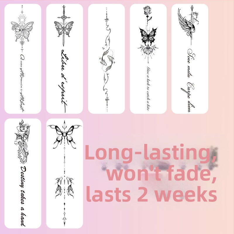 Стикери за татуировка на гръбначния стълб, билкови, в стил „Сладък и пикантен момичешки сок“, водоустойчиви, дълготрайни, полуперманентни, симулационни, татуировки на високо ниво
