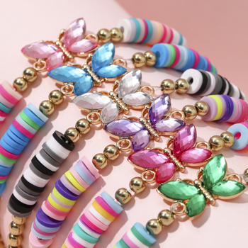 Piiriülene uus laste käevõru naistele suvine tipptasemel pehme keraamiline käevõru õpilastele mõeldud käevõru esimene ehe tüdrukute liblikakäevõru