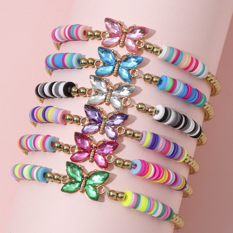 Piiriülene uus laste käevõru naistele suvine tipptasemel pehme keraamiline käevõru õpilastele mõeldud käevõru esimene ehe tüdrukute liblikakäevõru