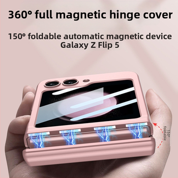 Sobib Samsung Z Flip6/5/4 mobiiltelefoni ümbrisele. Flip-30% soodsam virnastatud ekraanile. Magnetilise hingega kestkilega kõikehõlmav kaitseümbris.