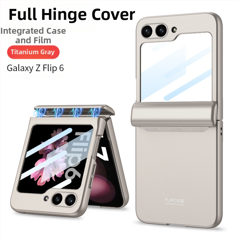Sobib Samsung Z Flip6/5/4 mobiiltelefoni ümbrisele. Flip-30% soodsam virnastatud ekraanile. Magnetilise hingega kestkilega kõikehõlmav kaitseümbris.