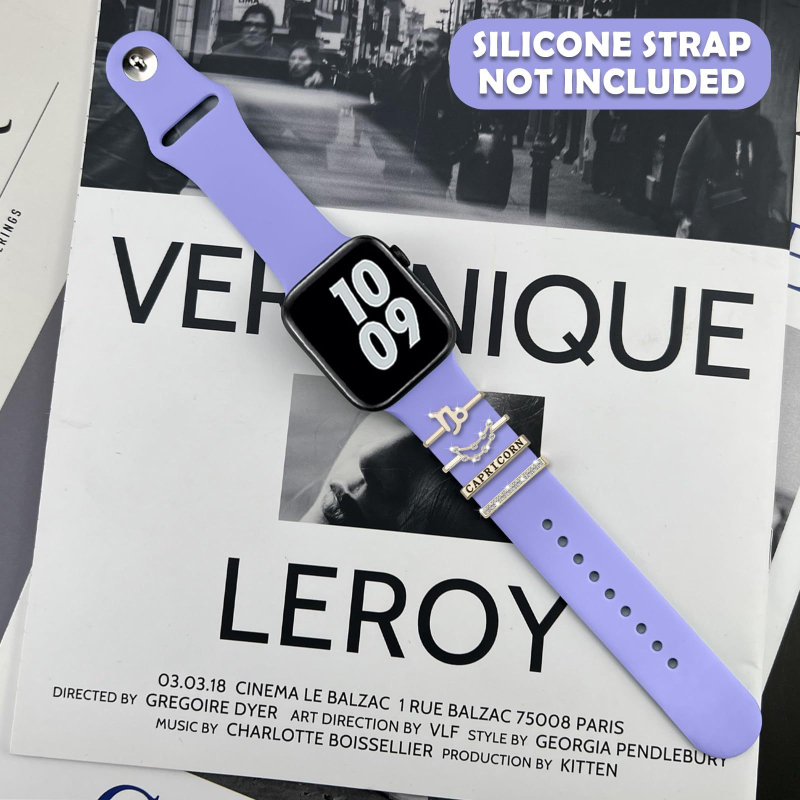 Kaheteistkümne sodiaagimärgi dekoratiivne küünekomplekt sobib Apple Watchi silikoonrihmaga rhinestones aksessuaaridele sodiaagi ripatsiga