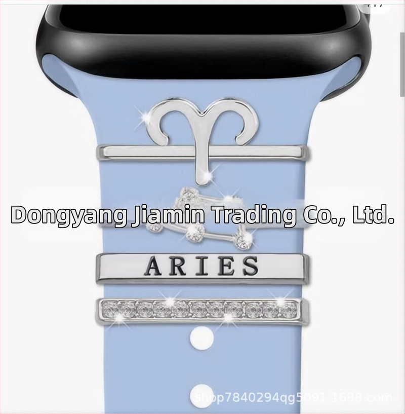 Kaheteistkümne sodiaagimärgi dekoratiivne küünekomplekt sobib Apple Watchi silikoonrihmaga rhinestones aksessuaaridele sodiaagi ripatsiga