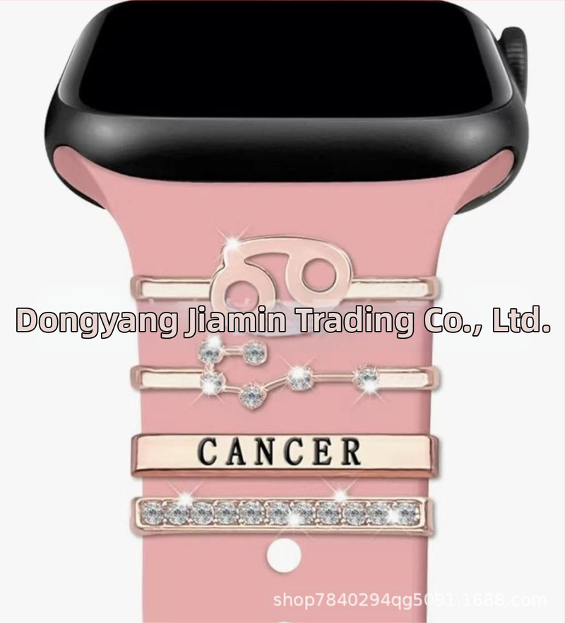 Kaheteistkümne sodiaagimärgi dekoratiivne küünekomplekt sobib Apple Watchi silikoonrihmaga rhinestones aksessuaaridele sodiaagi ripatsiga