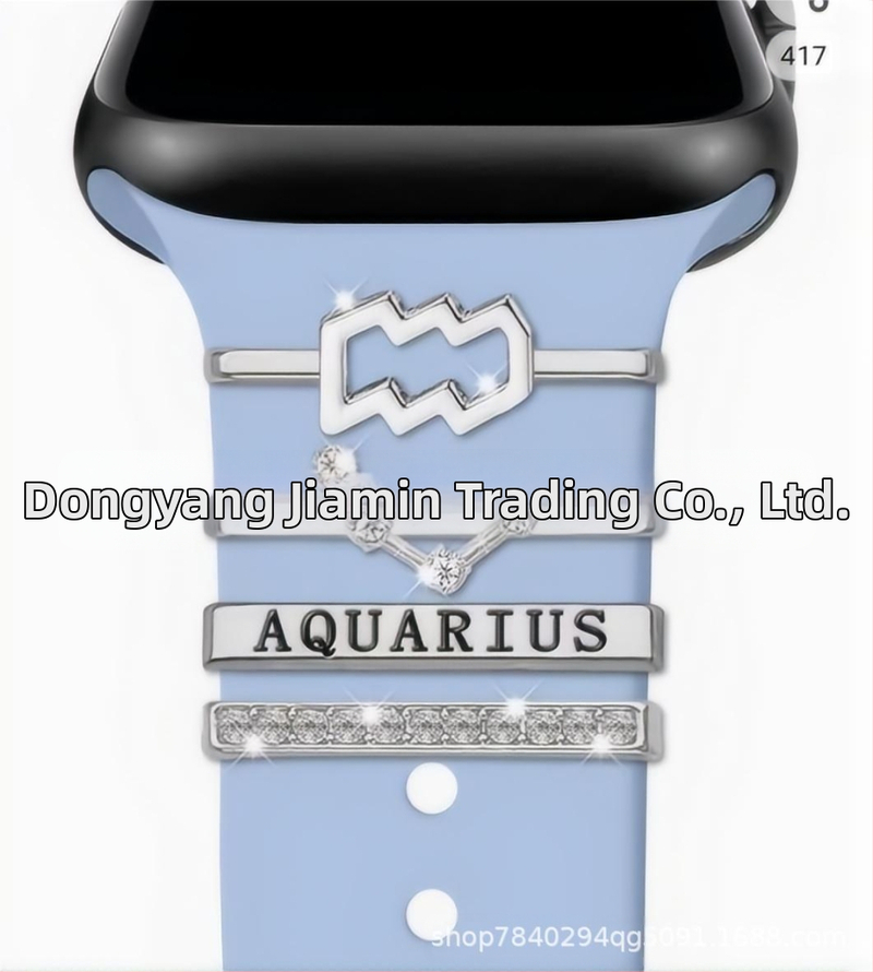 Kaheteistkümne sodiaagimärgi dekoratiivne küünekomplekt sobib Apple Watchi silikoonrihmaga rhinestones aksessuaaridele sodiaagi ripatsiga