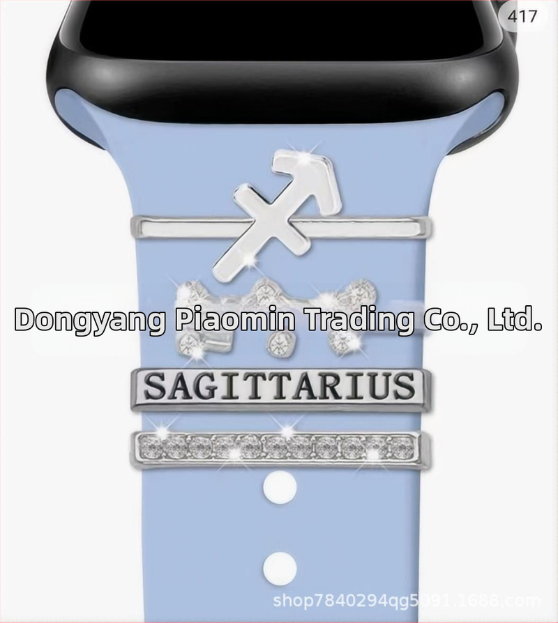 Kaheteistkümne sodiaagimärgi dekoratiivne küünekomplekt sobib Apple Watchi silikoonrihmaga rhinestones aksessuaaridele sodiaagi ripatsiga