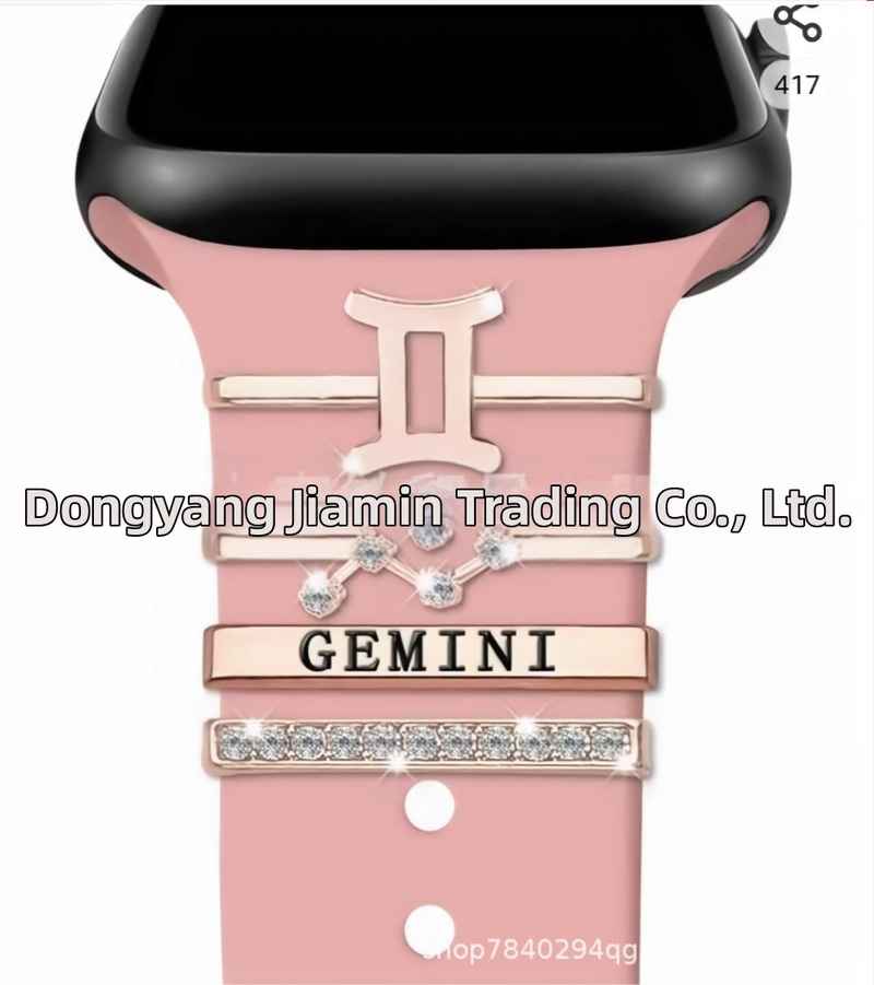 Kaheteistkümne sodiaagimärgi dekoratiivne küünekomplekt sobib Apple Watchi silikoonrihmaga rhinestones aksessuaaridele sodiaagi ripatsiga