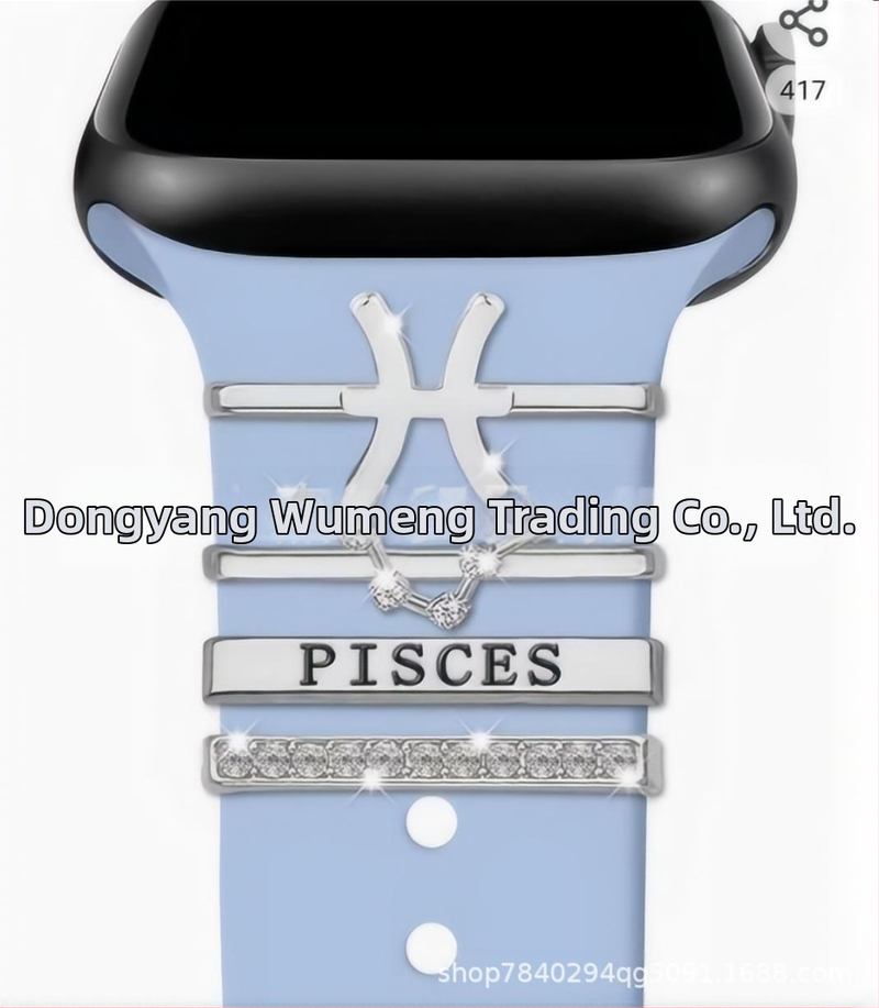 Kaheteistkümne sodiaagimärgi dekoratiivne küünekomplekt sobib Apple Watchi silikoonrihmaga rhinestones aksessuaaridele sodiaagi ripatsiga