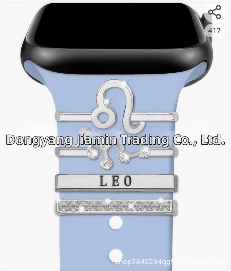 Kaheteistkümne sodiaagimärgi dekoratiivne küünekomplekt sobib Apple Watchi silikoonrihmaga rhinestones aksessuaaridele sodiaagi ripatsiga