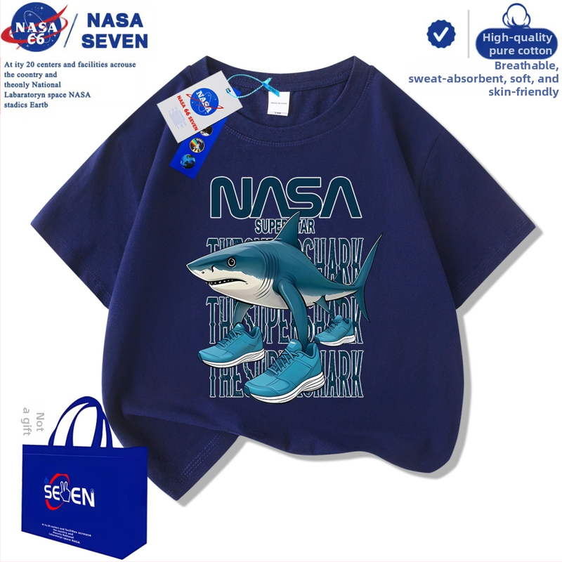 Nasa Shanhaijingi laste lühikeste varrukatega Tungtungsahur kingad, hai puuvillast T-särk, keskmise ja suure suurusega laste trendikad pluusid