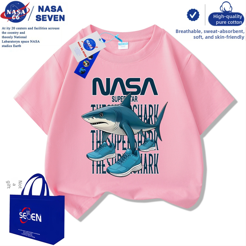 Nasa Shanhaijingi laste lühikeste varrukatega Tungtungsahur kingad, hai puuvillast T-särk, keskmise ja suure suurusega laste trendikad pluusid