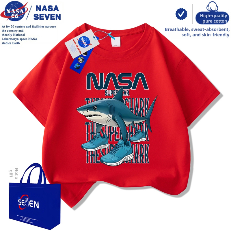 Nasa Shanhaijingi laste lühikeste varrukatega Tungtungsahur kingad, hai puuvillast T-särk, keskmise ja suure suurusega laste trendikad pluusid