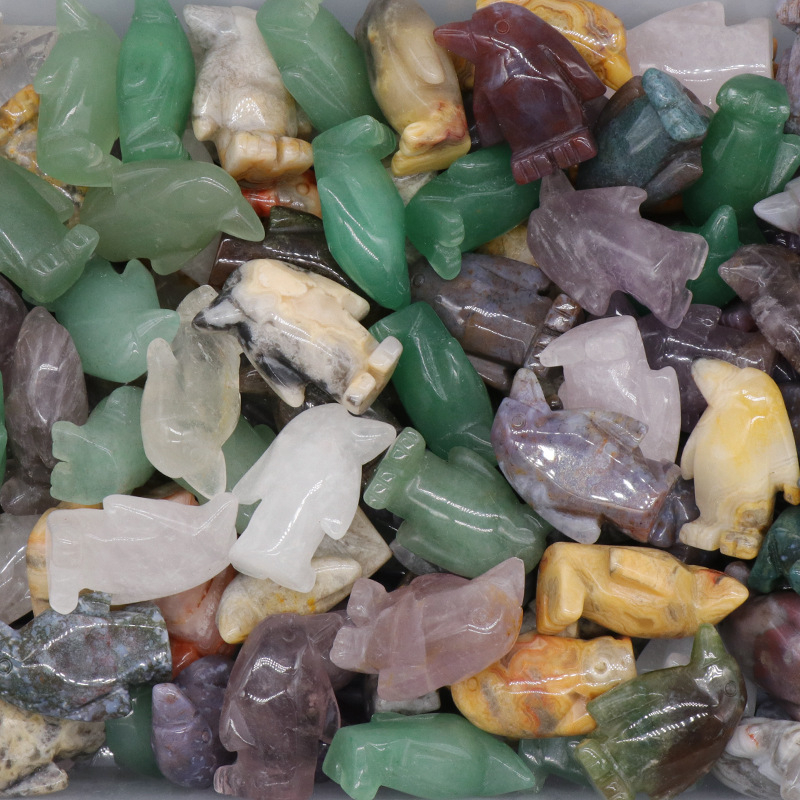 1577-1-tolline nikerdus väikestele loomadele naturaalne kristall-ahhaatkivi küülik koer pingviin kass kilpkonn lind dinosaurus