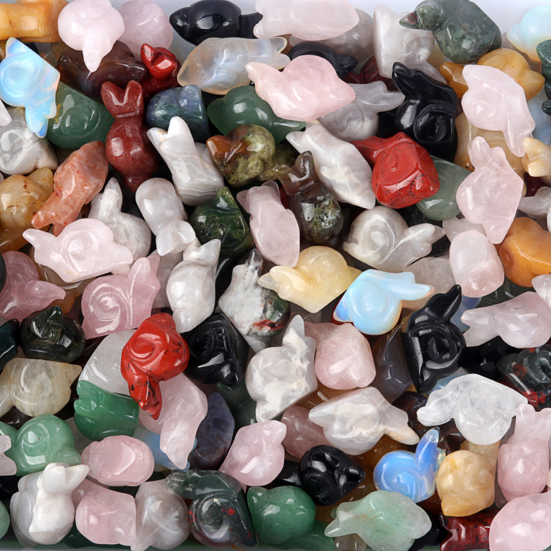 1577-1-tolline nikerdus väikestele loomadele naturaalne kristall-ahhaatkivi küülik koer pingviin kass kilpkonn lind dinosaurus