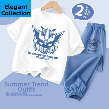 Καλοκαιρινό κοστούμι για αγόρια 2025 Νέο παιδικό caphibala βαμβακερό κοντομάνικο καλοκαιρινό μοντέρνο αθλητικό καλοκαιρινό φόρεμα για αγόρια