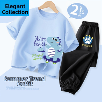 Καλοκαιρινό κοστούμι για αγόρια 2025 Νέο παιδικό caphibala βαμβακερό κοντομάνικο καλοκαιρινό μοντέρνο αθλητικό καλοκαιρινό φόρεμα για αγόρια