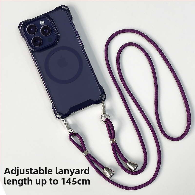 Vhodné pre puzdro na telefón Apple 17 Pro Max s crossbody popruhom, magnetické prísavky pre iPhone 16, plné krytie pre iPhone 14 Plus, odolné voči pádu pre iPhone 13, 12...