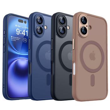 Sobib iPhone 16 Pro mobiiltelefoni ümbrisele, magnetiline imav 15, nahatunnetusega härmas õun 13, läätsekile, õlisprei 11, kaitseümbris