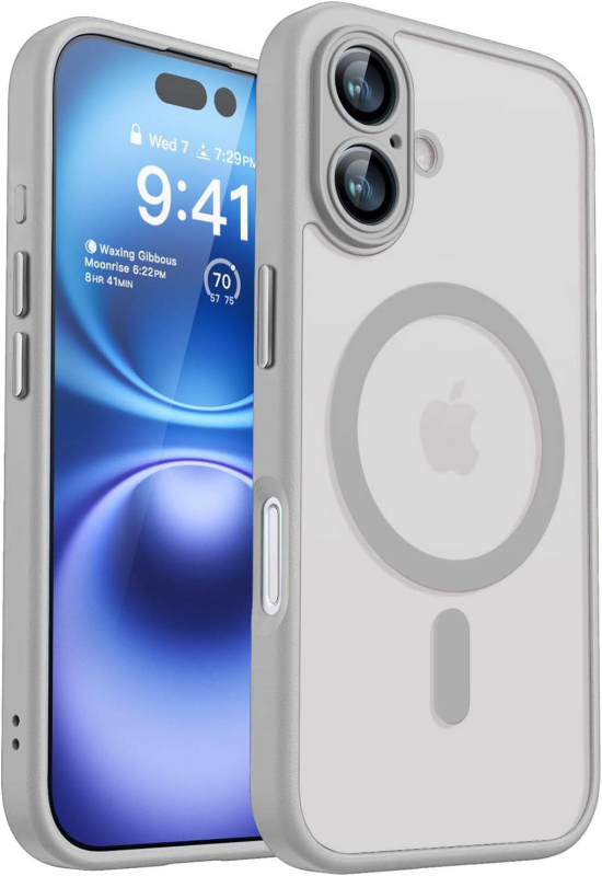 Sobib iPhone 16 Pro mobiiltelefoni ümbrisele, magnetiline imav 15, nahatunnetusega härmas õun 13, läätsekile, õlisprei 11, kaitseümbris