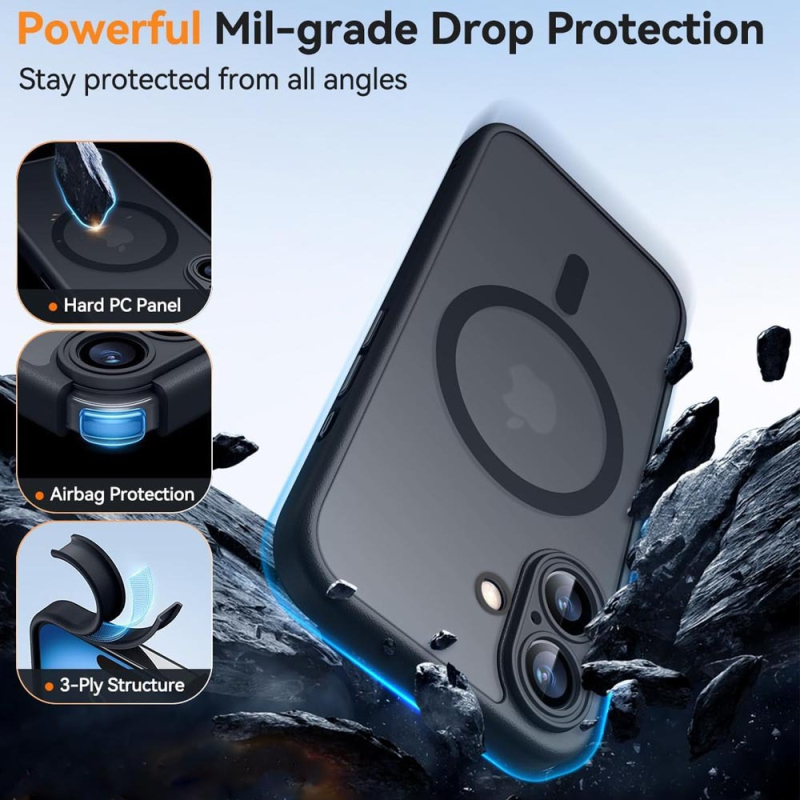 Sobib iPhone 16 Pro mobiiltelefoni ümbrisele, magnetiline imav 15, nahatunnetusega härmas õun 13, läätsekile, õlisprei 11, kaitseümbris